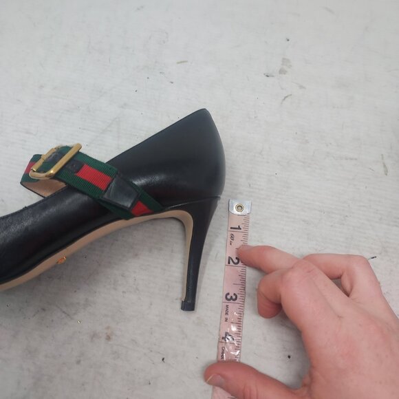 Gucci Black Leather Sylvie Mary Jane Web Pump Shoe - Picture 10 of 10